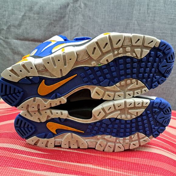Nike Air Barrage Mens Shoe Size 13 AT7847-100 Mid Blue Orange White Sneaker - Picture 6 of 12